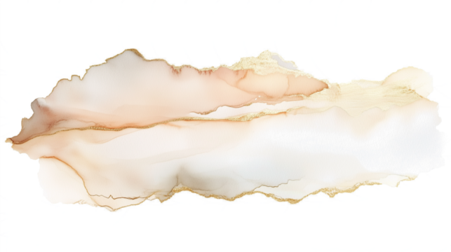 Pale gold watercolor streak  isolated on transparent background - Powered by Adobe
