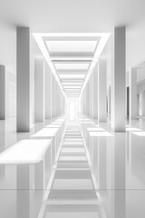 Obraz premium White and black minimalist symmetrical architecture of an empty hallway for background