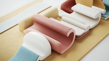 Abstract pastel colored shapes layered design