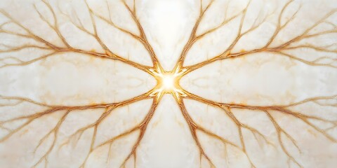 A symmetrical abstract design resembling tree branches or neural pathways against a light background. Concept Symmetrical Abstract Art, Tree Branch Design, Neural Pathways