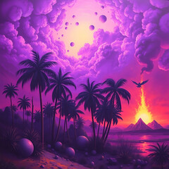 Naklejka premium beach with palm trees