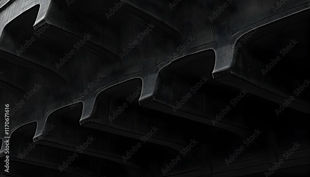 Poster abstract black and white image of architectural detail, showcasing repeating patterns and dramatic s