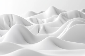 Fototapeta premium Three-dimensional abstract shape of hills and waves, soft light reflection in white color