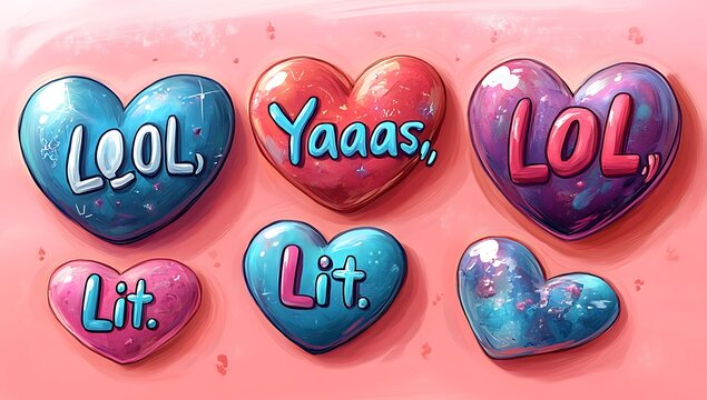 A Group of Hearts with Text, Creative Expressions of Love and Emotion

