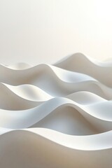 Obraz premium Three-dimensional abstract shape of hills and waves, soft light reflection in white color