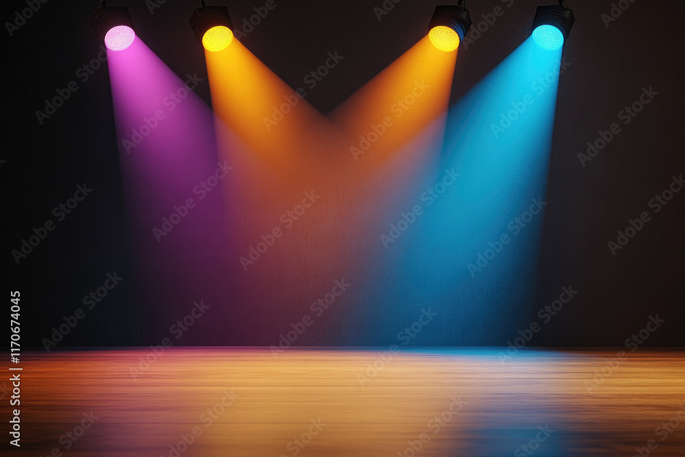 Aufkleber dynamic illumination experience, an engaging display of vibrant stage lights creating an immersive a