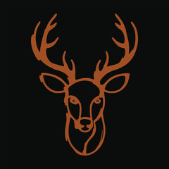 Deer skull with horns tribal tattoo design featuring flames and devilish elements in black vector style