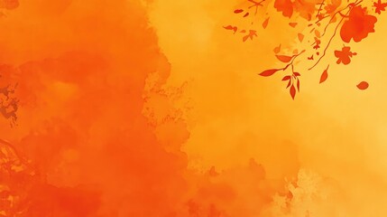 Warm orange floral abstract background