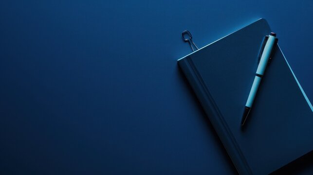 Minimalist Blue Notebook and Pen