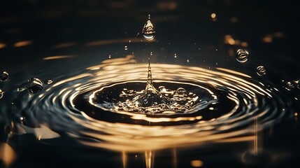 A drop of water is falling into a body of water, creating ripples