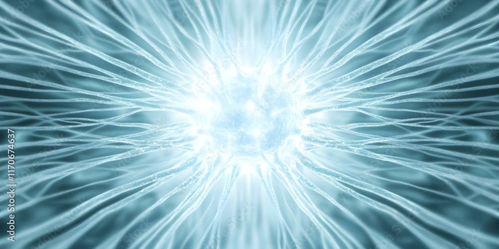 Poster a glowing, abstract representation of interconnected neural pathways, resembling a network of energy