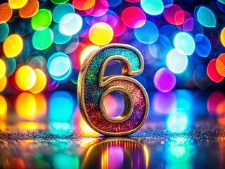 Extreme Close-up of Number Six, Macro Photography, Abstract Digit