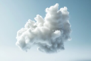 A cotton cloud floats in the sky, fluffy, white color, soft lighting.