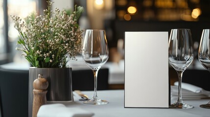 Blank paper mockup on restaurant