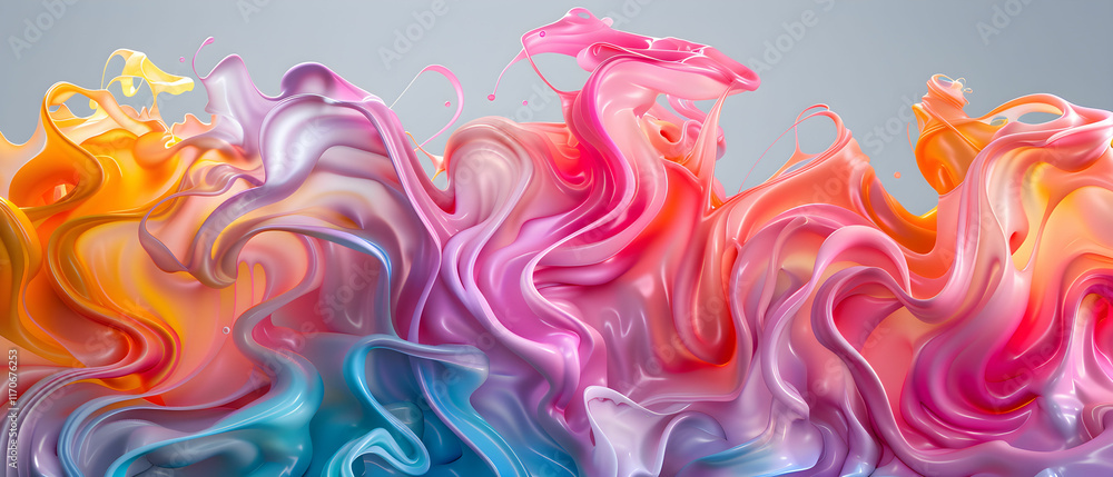 Aufkleber flowing abstract pattern of colorful paint blends displaying vibrant swirls and textures in harmony