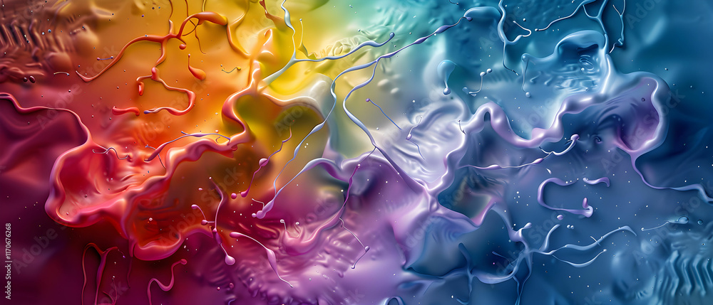Aufkleber abstract colorful fluid art with vibrant hues and glossy texture creating a dynamic visual experienc