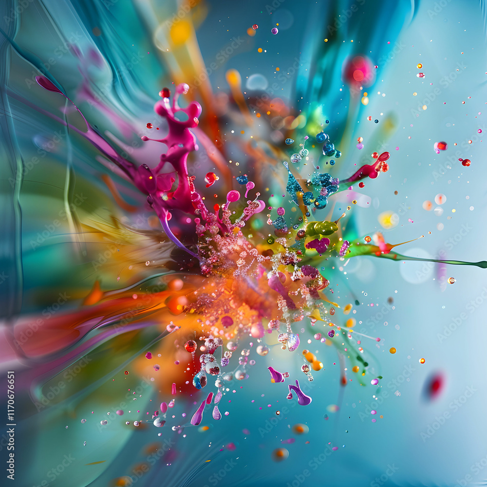 Aufkleber vibrant abstract explosion of colorful paint droplets in dynamic swirls and splashes