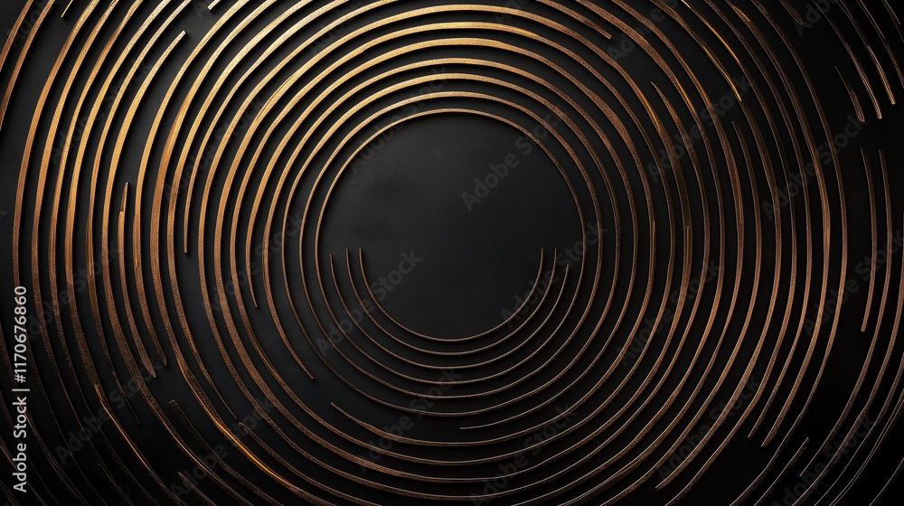 Poster minimalist chinese new year design with concentric golden circles on a dark canvas, with ample space