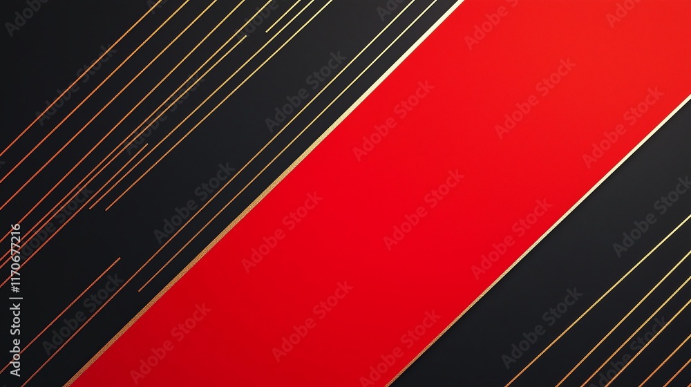 Poster geometric chinese new year composition with diagonal golden lines on a red-black gradient background
