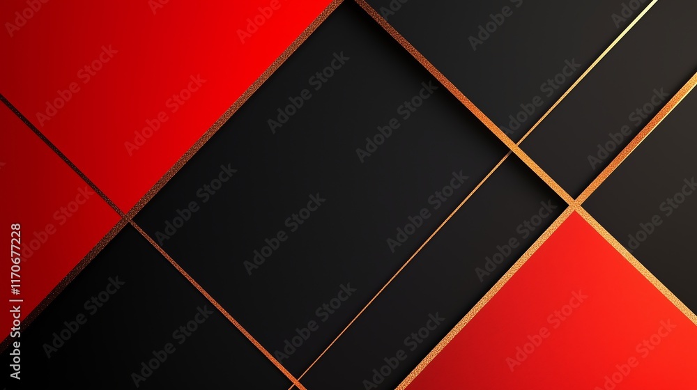 Poster geometric chinese new year composition with diagonal golden lines on a red-black gradient background