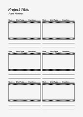 Professional film storyboard template. Perfect for Filmmakers, Designers & Animators. Movie storyboard layout, ideal for scene planning