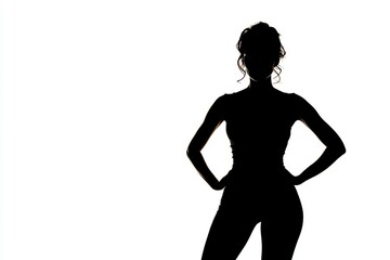 Fototapeta premium Silhouette of a Confident Woman Posing Against a White Background