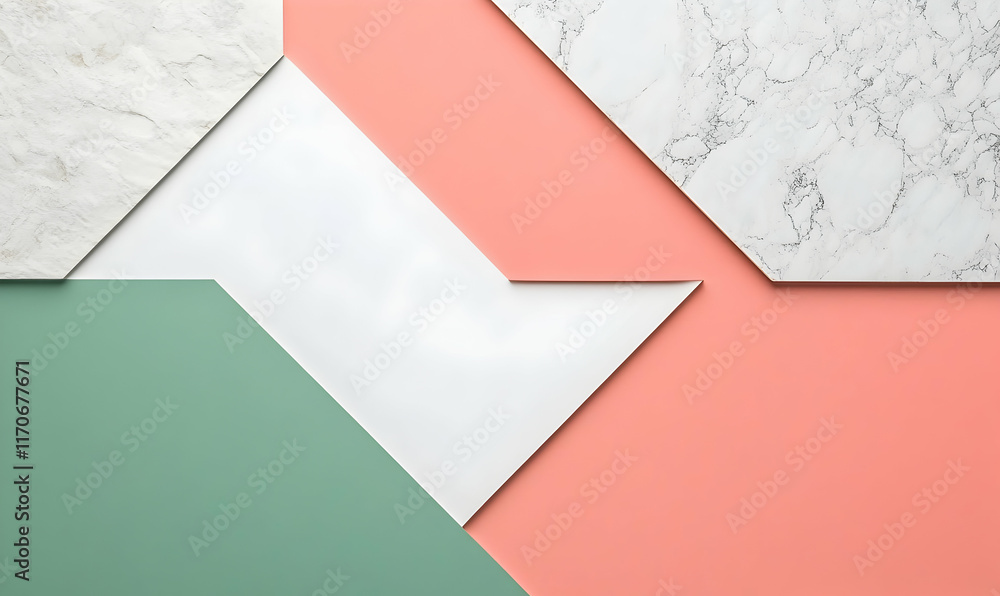 Aufkleber abstract geometric background with pastel colors and marble textures; ideal for design projects need