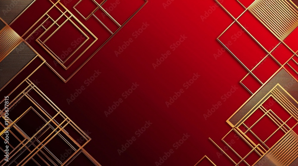 Poster modern chinese new year design with intersecting golden lines on a red-black gradient background, le
