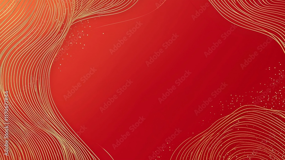 Poster simple yet festive chinese new year design with delicate gold lines forming a circular wave pattern 