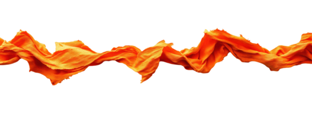 Torn Orange Rope Minimalism, vibrant orange rope with jagged edge, centered on white, striking contrast for impactful text display.