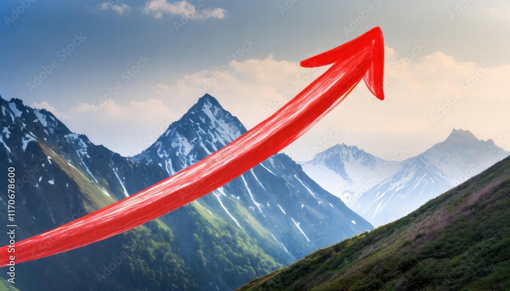 Poster handdrawn red arrow up line illustration a creative representation of growth and progress in visual 