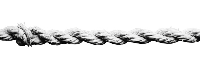 Torn White Rope on Black Canvas, vibrant jagged white rope, centered for text, minimalist aesthetic, bold contrast, striking visual impact