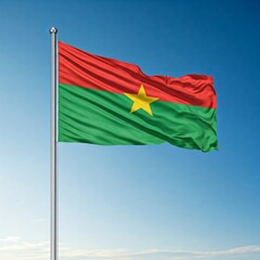national flag of burkina faso, waving against blue sky, official flags of the nation, blowing in the wind
