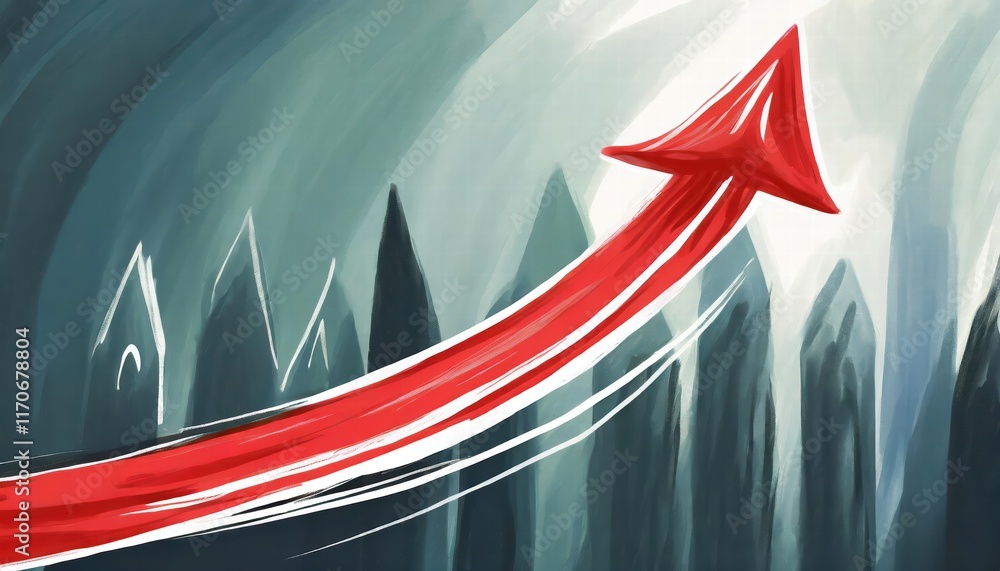 Poster handdrawn red arrow pointing upward a creative illustration representing growth, progress, and posit