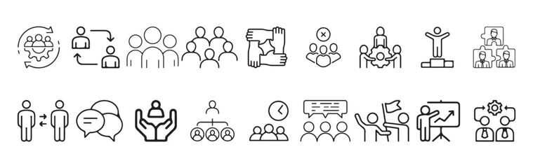 Teamwork thin line icon. Teamwork and community line icons collection. Competence, advice, knowledge, skill, service. Vector illustration EPS 10