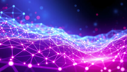 Fototapeta premium Futuristic Abstract Neural Network with Pink and Blue Connections, AI Technology Theme