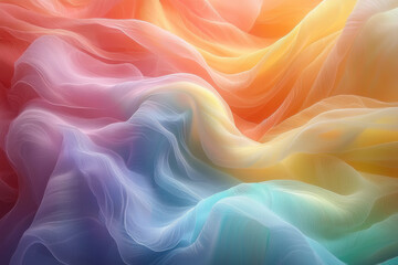 Obraz premium Flowing rainbow pastel sheer fabric background.