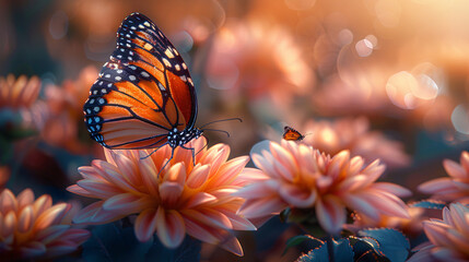 Butterfly Sitting on Top of a Pink Flower
