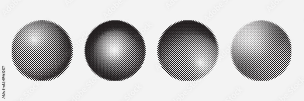 Poster Halftone design elements. Circle gradient halftone dots background. Pop art template, texture. Gradient from the circles.