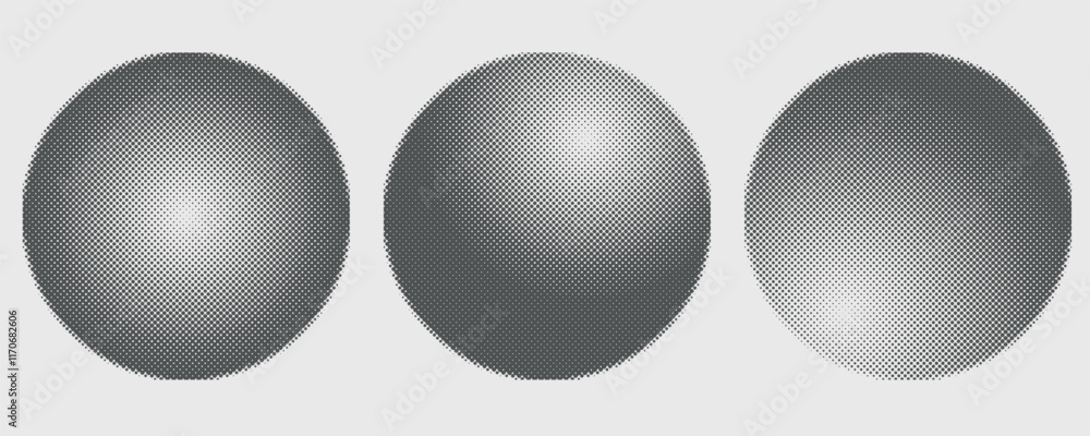 Aufkleber Gradient from the circles. Black circle halftone vector design elements set isolated. circular round halftone black dot pattern vector set