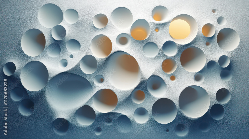 Poster abstract 3d geometric circle pattern wall background with depth and shadows