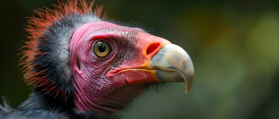 Close-up Portrait of a Colorful Vulture with Striking Features and Vibrant Colors in a Natural Setting