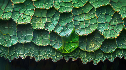 Fototapeta premium Detailed view of a rare Alocasia with its textured leaf surface