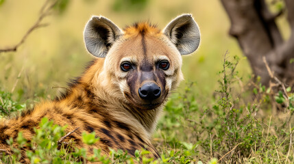 A hyena in the Mara, Africa