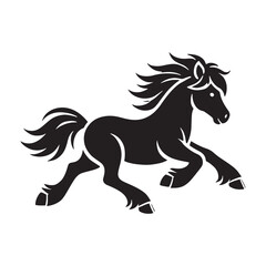 Minimalistic running pony silhouette for media designs - Running pony black vector
