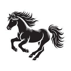 Captivating running pony silhouette for modern artistic projects - Running pony black vector
