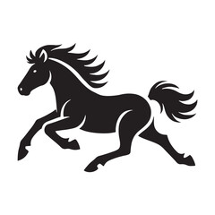 Unique running pony silhouette for artistic design projects - Running pony illustration - minimallest running pony vector
