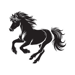 Majestic running pony silhouette for digital and print uses - Running pony black vector
