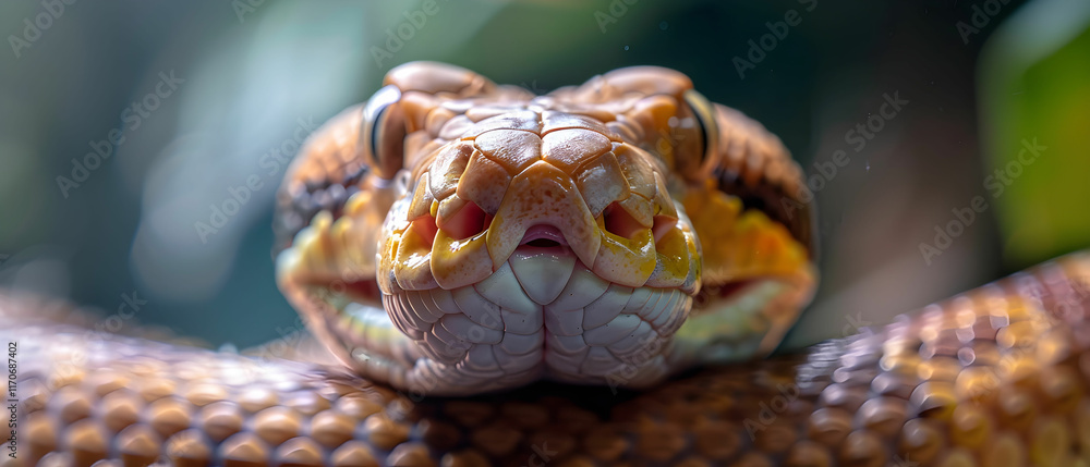 Aufkleber close-up view of a colorful snake with intricate scale patterns in natural habitat setting