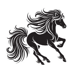 Minimalistic running pony silhouette for versatile designs - Running pony black vector
